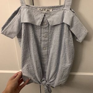 Light blue striped crop top